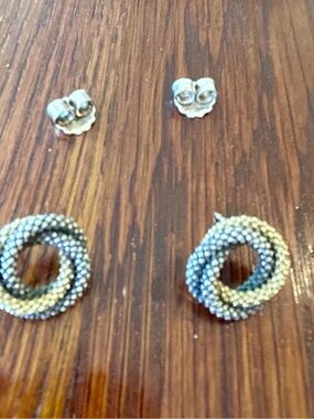 Lagos small Sterling silver and 18 
Kt twisted circle earrings